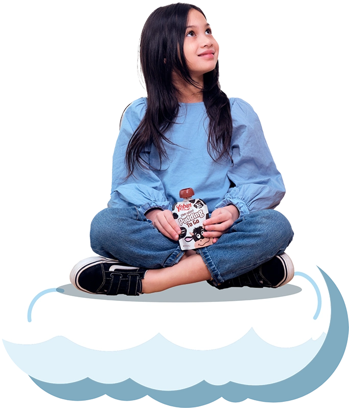 yabon pudding to go for kids girl on cloud